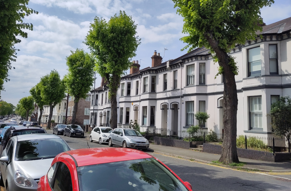 Row of houses down a street